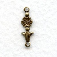Tiny Daisy Flower Connector Two Loops Oxidized Brass 16mm (12)