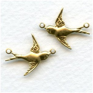 Flying Bird Connectors Raw Brass Right and Left (6 sets)