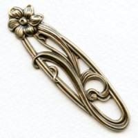 Art Nouveau Open Floral Stampings Oxidized Brass (2)