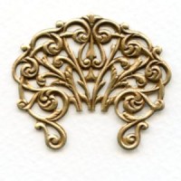 Large Ornate Openwork Stamping Oxidized Brass 43mm (1)