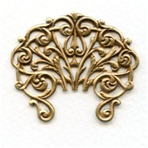 Large Ornate Openwork Stamping Oxidized Brass 43mm (1)