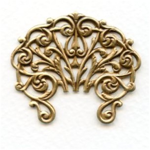 Large Ornate Openwork Stamping Oxidized Brass 43mm
