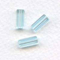 Aquamarine Czech Glass Hex Tube Beads 10x4mm (50)