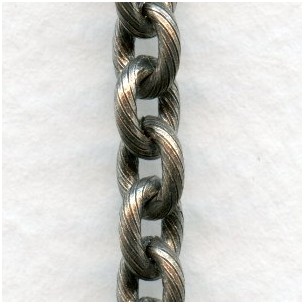 Textured Cable Chain Antique Silver 7x6mm Links (3 ft)