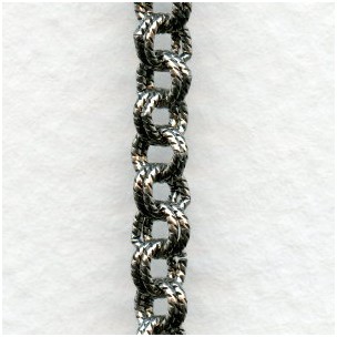 Double Cable Chain Antique Silver Plated Brass (3 ft)