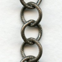 *Large 10mm Link Textured Chain Antique Silver
