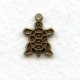 Tiny Turtle Charms Oxidized Brass (6)