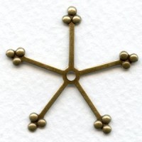 Beaded Tip Petals or Prongs Oxidized Brass 35mm (6)