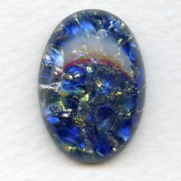 Blue Sea Opal Glass Stone 25x18mm