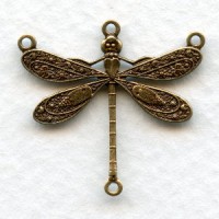 Victorian Dragonfly Connector Oxidized Brass 25mm (6)