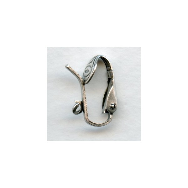Antique Silver-Plated Brass Clip-On Earring with Loop (1 Pair)