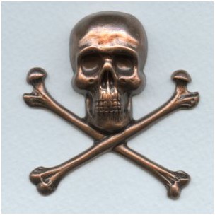 Large Skull and Crossbones Oxidized Copper 55mm (1)