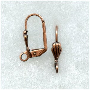 *Lever Back Earring Finding Shell Design Oxidized Copper (24)