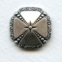 Rounded Square 20mm Medallions Oxidized Silver (2)