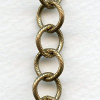 Large 10mm Link Textured Chain Antique Gold (3 ft)
