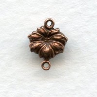 Tiny Flowers with 2 Loops Connectors Oxidized Copper (12)