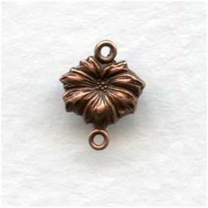 Tiny Flowers with 2 Loops Connectors Oxidized Copper (12)