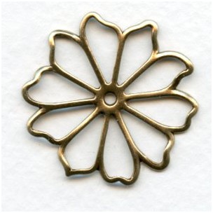 Open Petal Flowers Oxidized Brass 35mm (4)