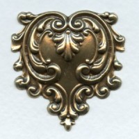 Ornate Heart Shaped Stamping Oxidized Brass (1)
