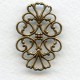 Filigree Flat Oval Connector Oxidized Brass 33mm (6)