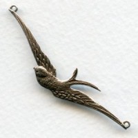 Large Bird in Flight Connectors Oxidized Silver 62mm (3)
