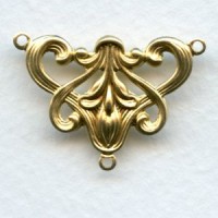 Art Nouveau Style Floral Connector Raw Brass (6)