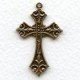 Ornate Small Cross Pendants Oxidized Brass (3)