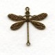 Victorian Style Dragonfly Connectors Oxidized Brass 24mm (3)