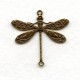 Victorian Style Dragonfly Connectors Oxidized Brass 24mm (6)