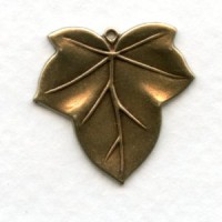 Leaves with a Loop Oxidized Brass 23mm (4)