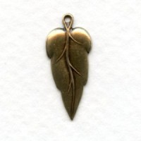 Long Leaf Pendant Oxidized Brass 22mm (6)