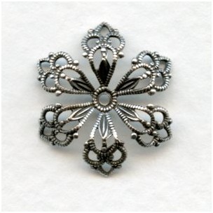 European Filigree Bead Caps Flowers Oxidized Silver 21mm (2)