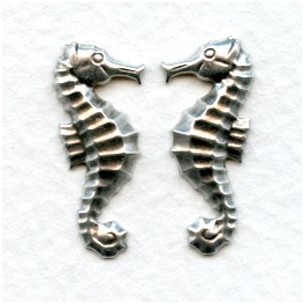 Seahorses Oxidized Silver 24mm (6 Pairs)