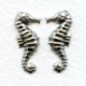 Seahorses Oxidized Silver 24mm (6 Pairs)