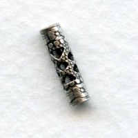 Filigree Spacer Tubes 13mm Oxidized Silver (12)