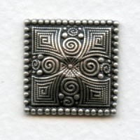 ^Ornate Dapt Square Stamping Oxidized Silver 21mm (4)