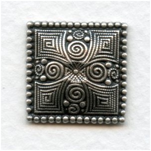 ^Ornate Dapt Square Stamping Oxidized Silver 21mm (4)