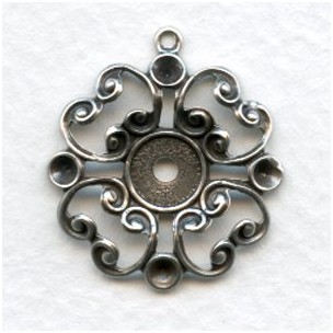 Filigree Flower with Numerous Settings Oxidized Silver (6)