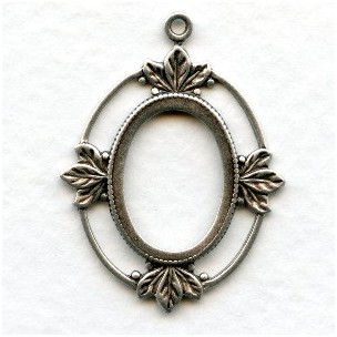 Floating Leaves Setting Frames Oxidized Silver 18x13mm (4)
