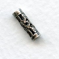 Filigree Tube Spacer Bead Oxidized Silver 12mm (6)