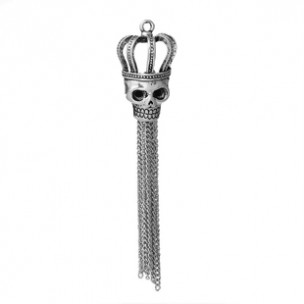Antique Silver Chain Tassel with skull crown (1) #FF14