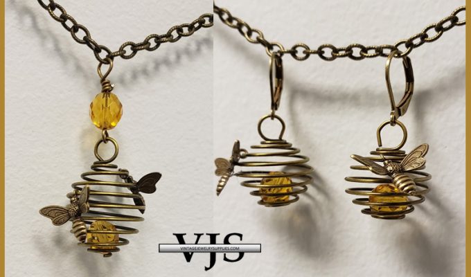 bee-pendant-bee-earrings