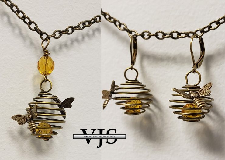 bee-pendant-bee-earrings
