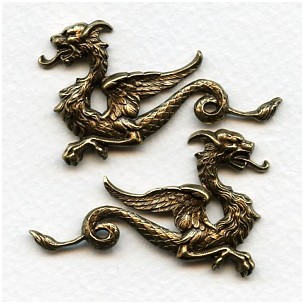 medieval-style-dragon-stampings-oxidized-brass
