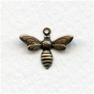 Bee Pendants Oxidized Brass 17mm (12) #B834B