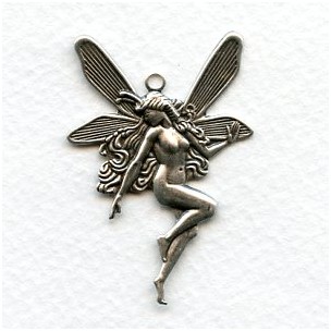 Nude Fairy Charms with Top Loop Oxidized Silver (6) #A122