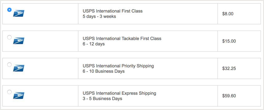 USPS International Trackable First Class 6 - 12 days