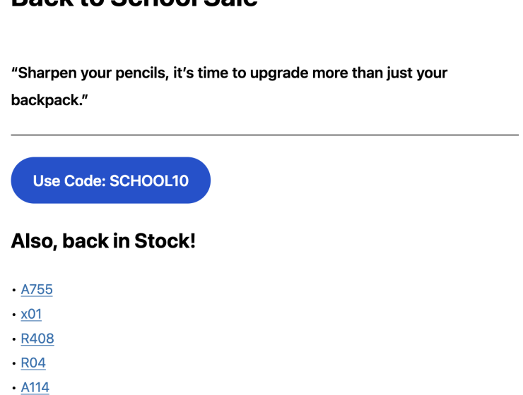 Back to School Sale - SCHOOL10 - 10%off