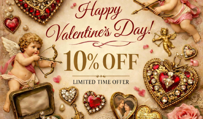 Valentine’s Day sale featuring vintage jewelry supplies with 10% off