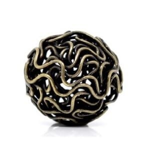 Hollow Wire Bead Antique Bronze 18mm (2)